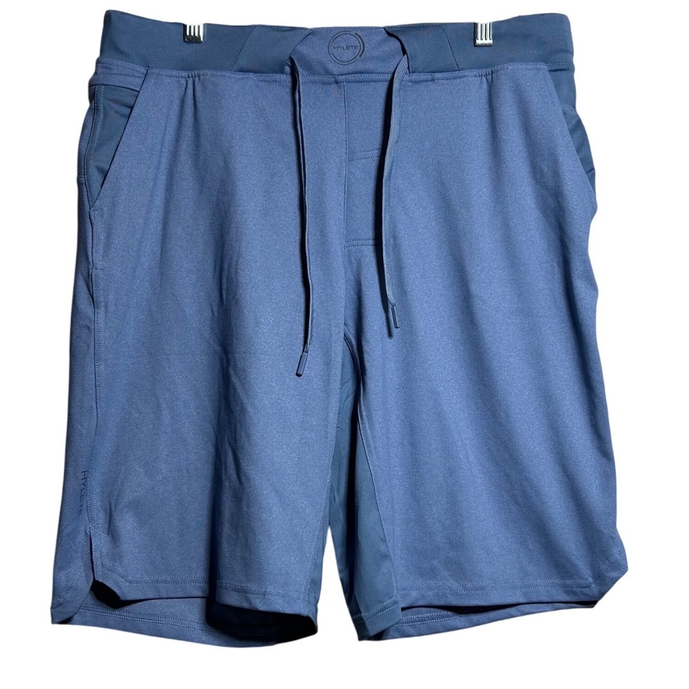 Hylete Mens Training Shorts Blue‎ Grey Medium Viscose Blend Athletic Gym Workout